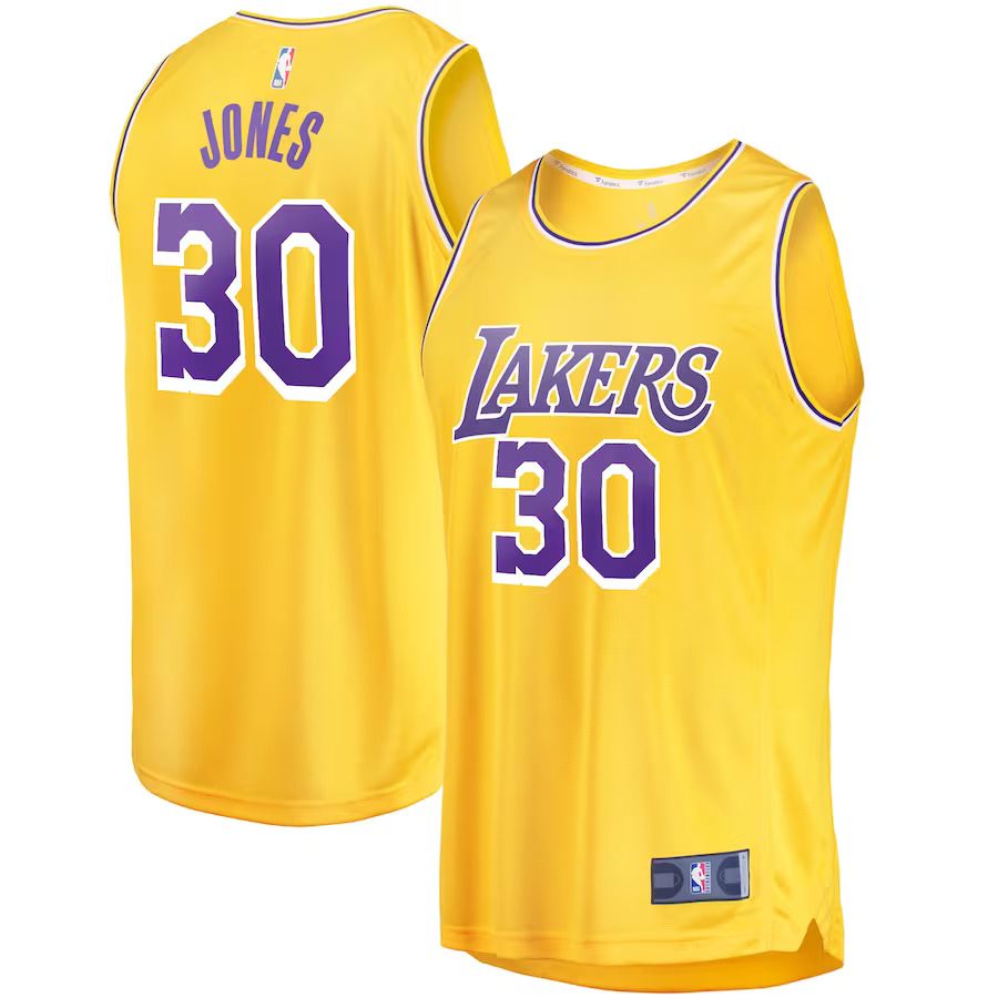 Men Los Angeles Lakers #30 Damian Jones Fanatics Branded Gold Fast Break Replica NBA Jersey